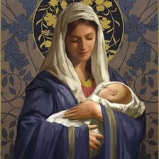 Схема вышивки «VIRGEN MARIA CON NIÑO JESUS»