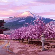 Схема вышивки «Япония, храм фуджи сакура»