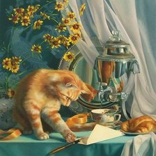 Схема вышивки «Кот на столе»