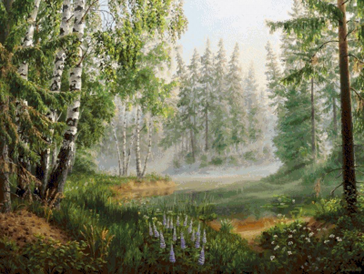 Утро в лесу - туман, лес, пейзаж, солнце, лето - предпросмотр