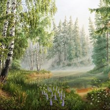 Схема вышивки «Утро в лесу»