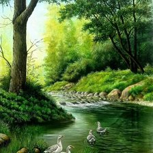 Схема вышивки «Лесной ручей»