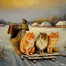 Схема вышивки «Зимнее котание»