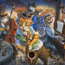 Схема вышивки «В джазе только кошки»