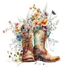 Схема вышивки «Сапоги с цветами»