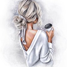 Схема вышивки «Девушка с кофе»