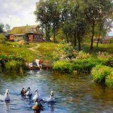 Схема вышивки «Деревенский пруд»