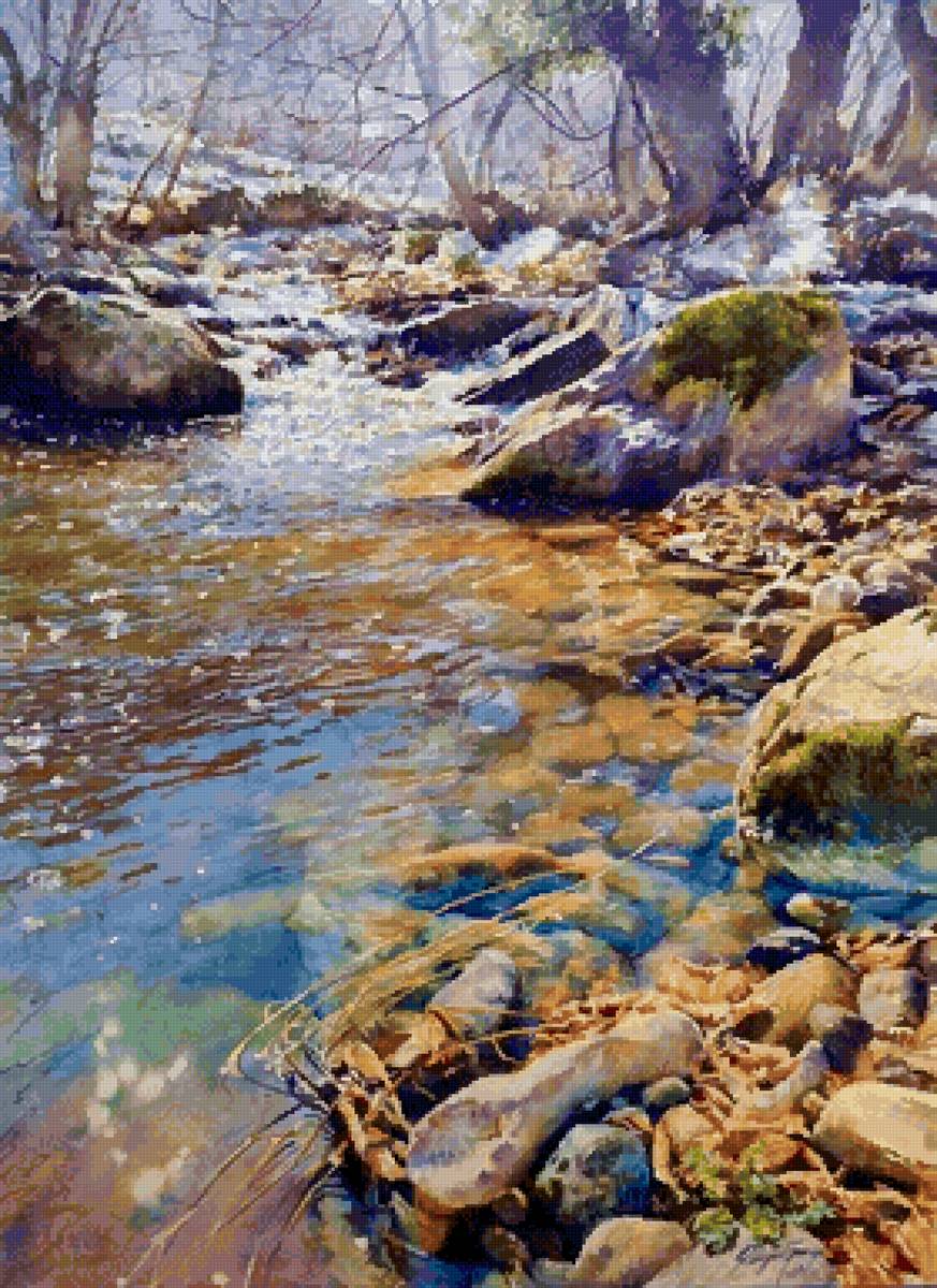 Весенний ручей - вода, краски весны, весна, солнце - предпросмотр