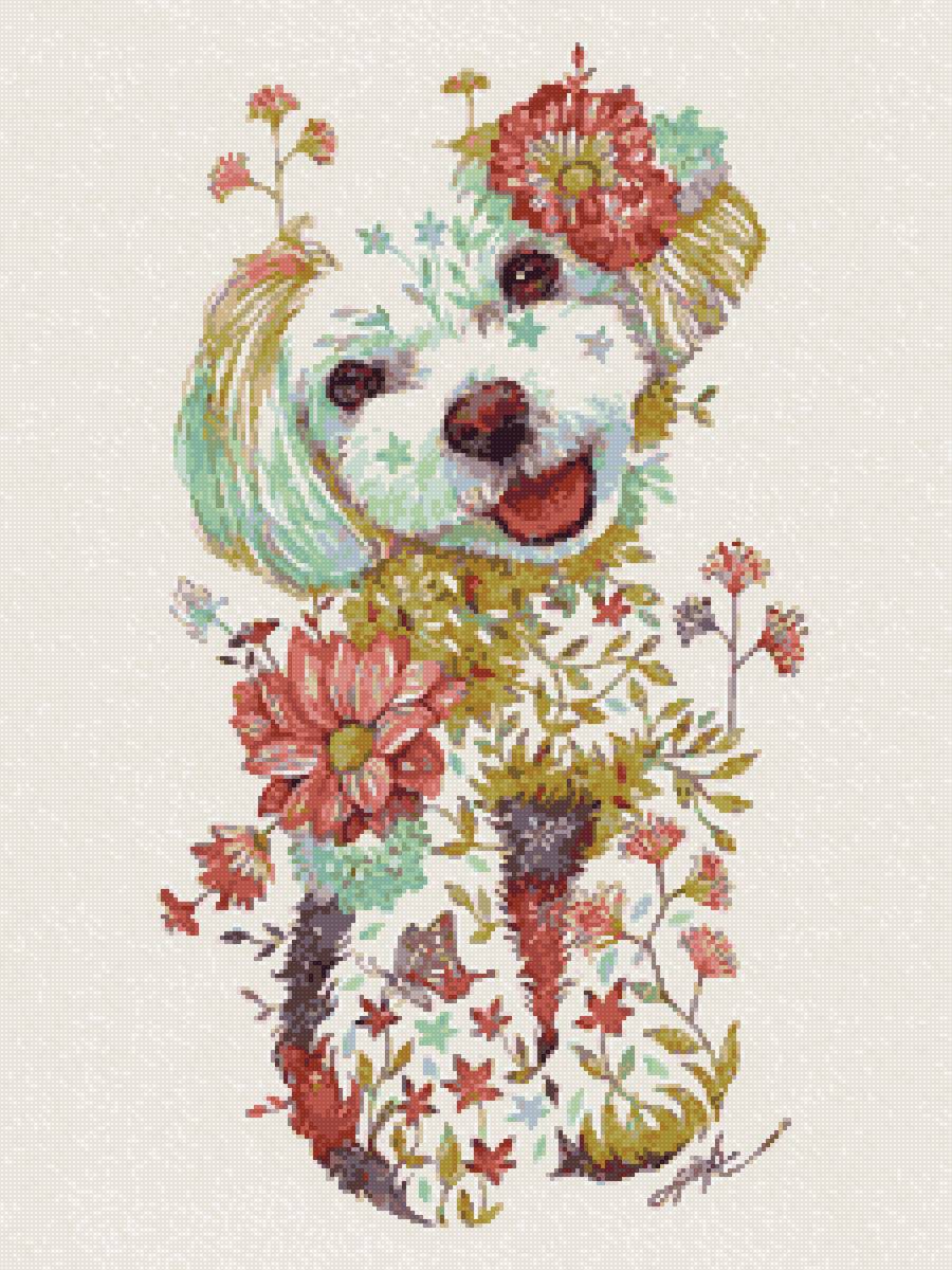 Animals Watercolor Flower Arrangements - животные, цветы, акварель - предпросмотр