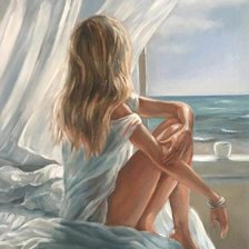 Схема вышивки «Девушка у окна»