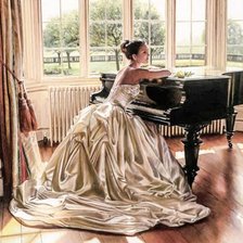 Схема вышивки «Девушка у рояля»