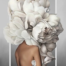 Схема вышивки «Девушка с белимы пионами на голове»