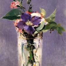 Схема вышивки «Гвоздики и клематисы  в хрустальной вазе Эдуард Мане»