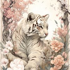 Схема вышивки «белый тигр»