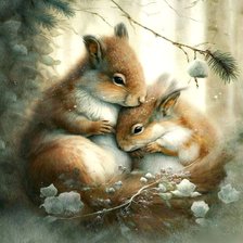 Схема вышивки «Бельчата»