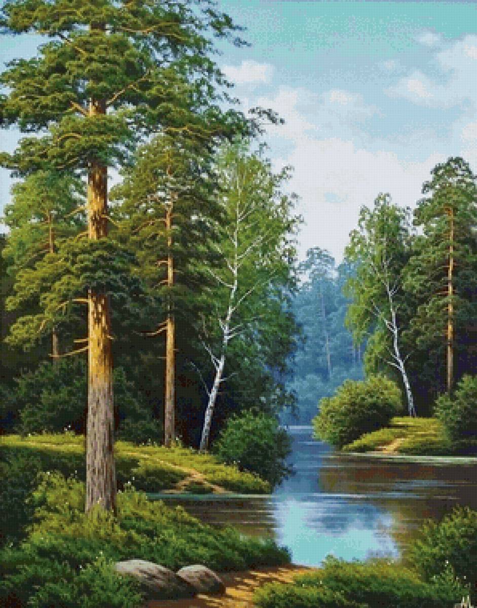 Озеро в лесу - лес, озеро - предпросмотр