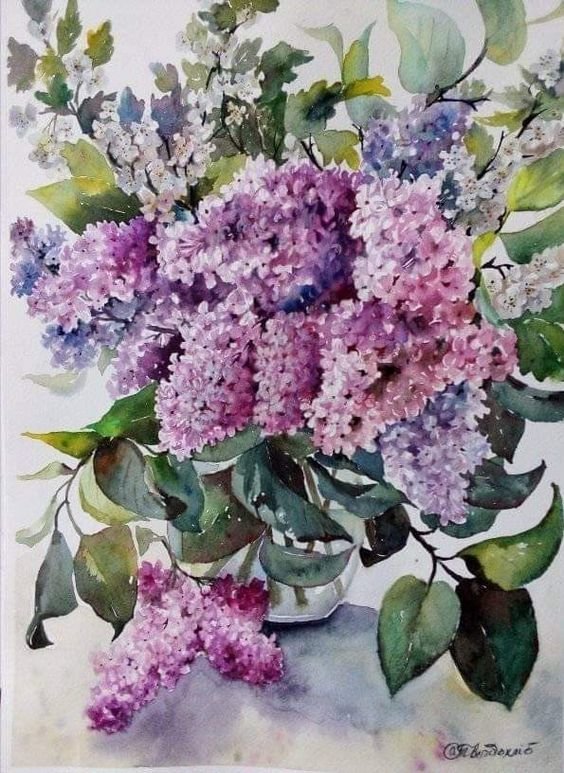 Букет сирени - сирень, цветы, живопись, весна, букет - оригинал