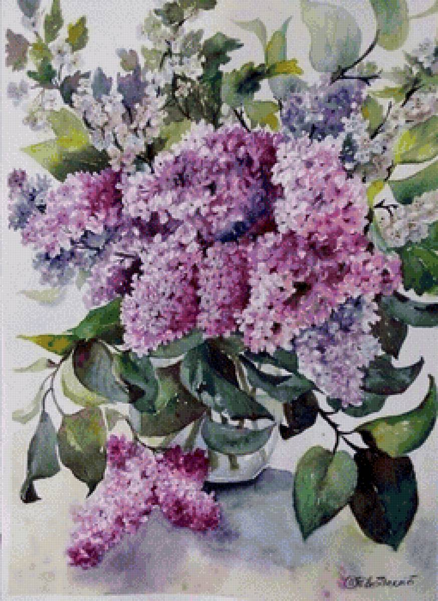 Букет сирени - весна, живопись, букет, цветы, сирень - предпросмотр