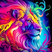 Схема вышивки «Лев радужный.»