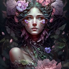 Схема вышивки «Женщина с цветами 2»