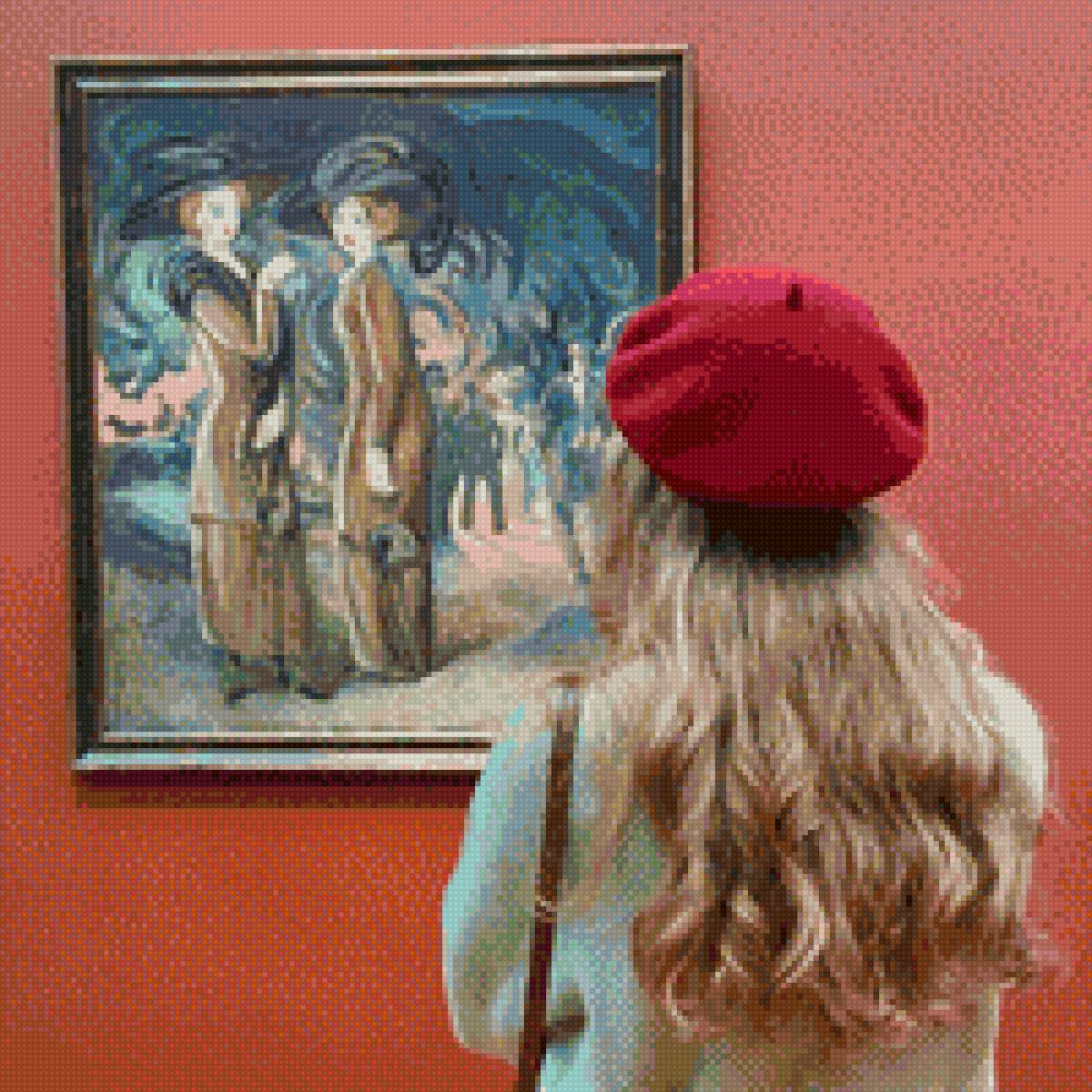 Галерея - вид, выставка, девушка, картина - предпросмотр