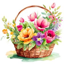 Схема вышивки «Корзина с цветами»