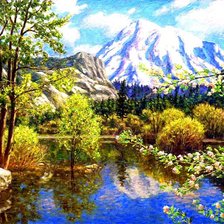 Схема вышивки «весна в горах»