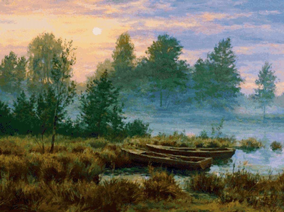 Туман над рекой - природа, пейзаж, утро - предпросмотр