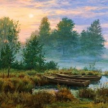 Схема вышивки «Туман над рекой»