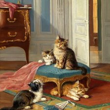 Схема вышивки «Котята в гостиной . Губер»