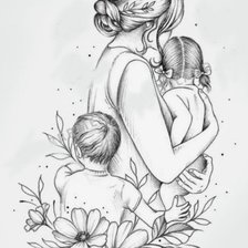 Схема вышивки «Мама з дітьми»