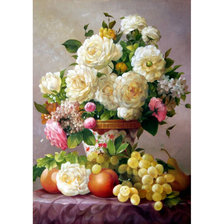 Схема вышивки «натюрморт с розами»