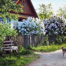 Схема вышивки «летний день в деревне»