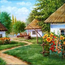 Схема вышивки «Село»