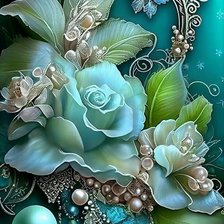 Схема вышивки «Розы и жемчуг»