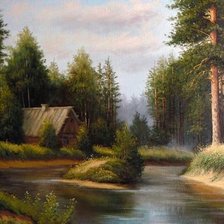 Схема вышивки «Лес. Хижина.»