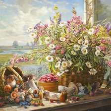 Схема вышивки «букет и грибы»