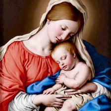 Схема вышивки «Maica Domnului si Pruncul, Sassoferrato»