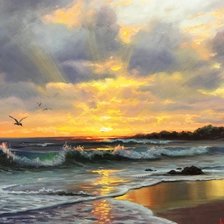 Схема вышивки «Рассвет на море!»