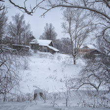 Схема вышивки «Деревня зимой»