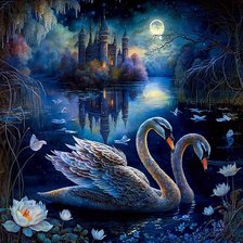 Схема вышивки «Пара лебедей»