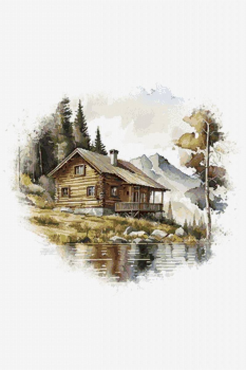 Домик - акварель, дом, рисунок - предпросмотр