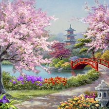 Схема вышивки «Японский сад»