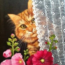 Схема вышивки «Кот в окошке»