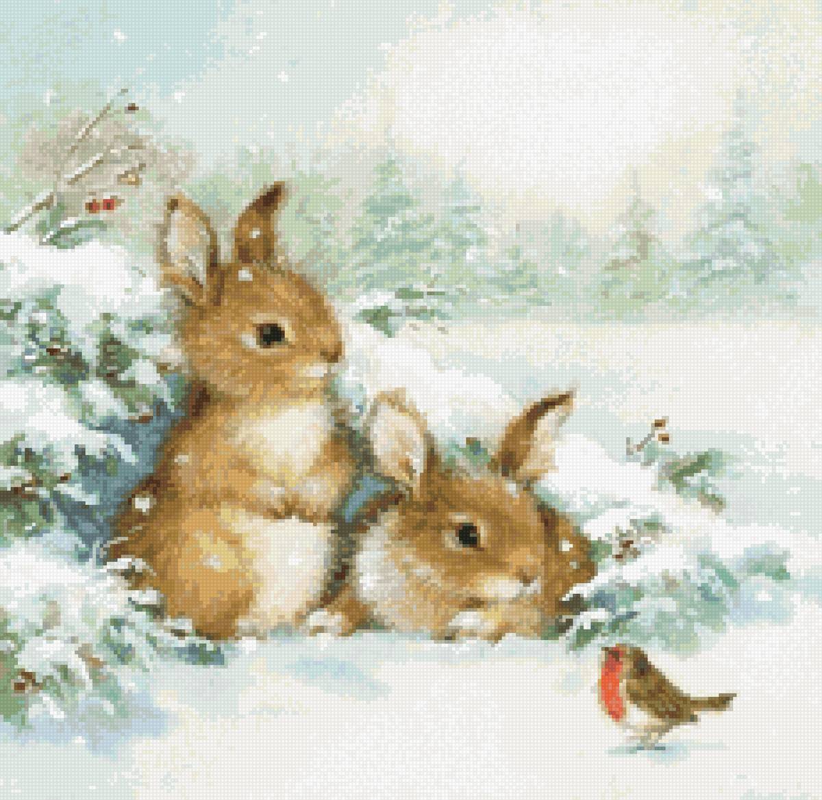 зайки , зима - предпросмотр