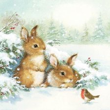 Схема вышивки «зайки , зима»