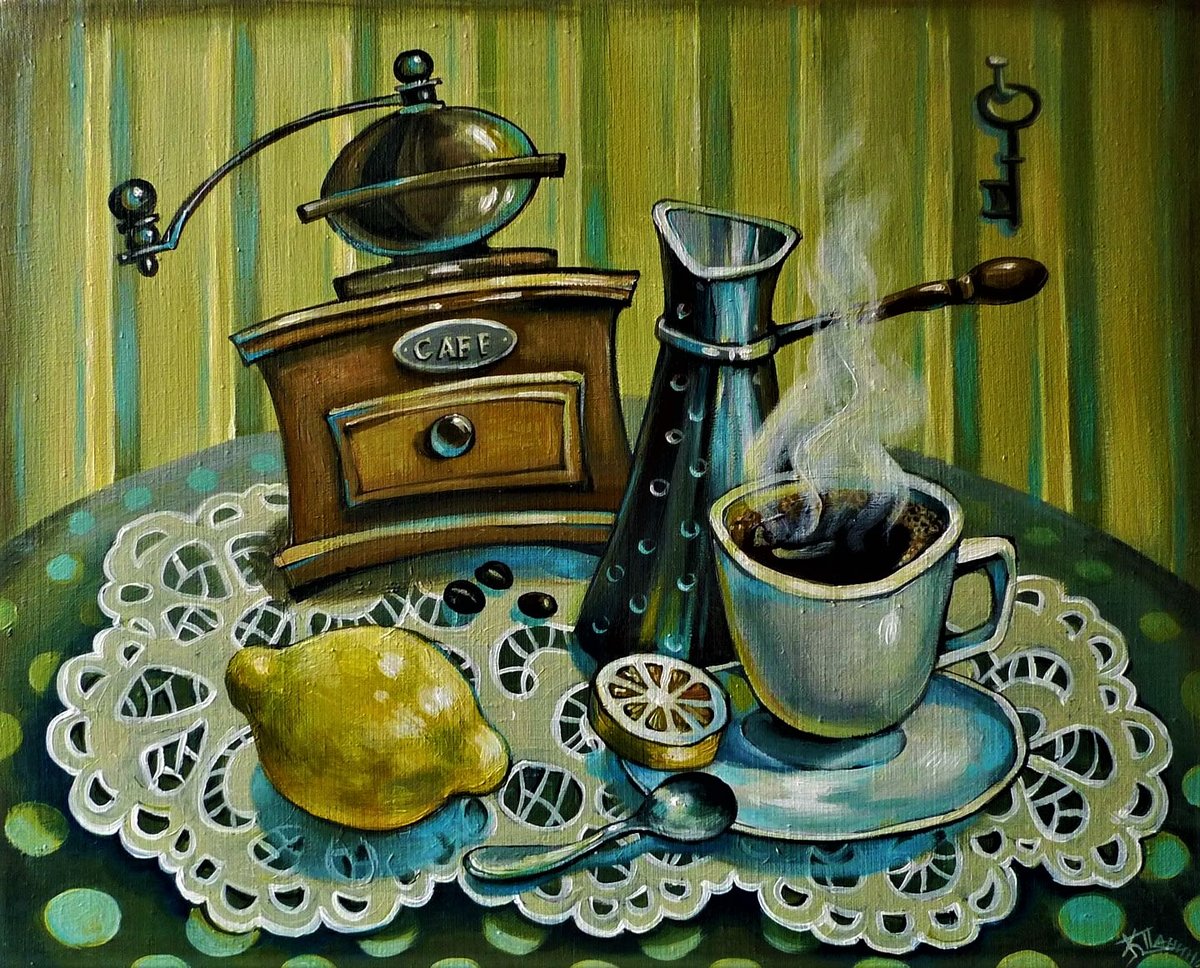 Утренний чай - чай, кофемолка, лимон - оригинал