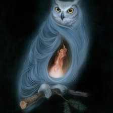 Схема вышивки «Сова и огонь»