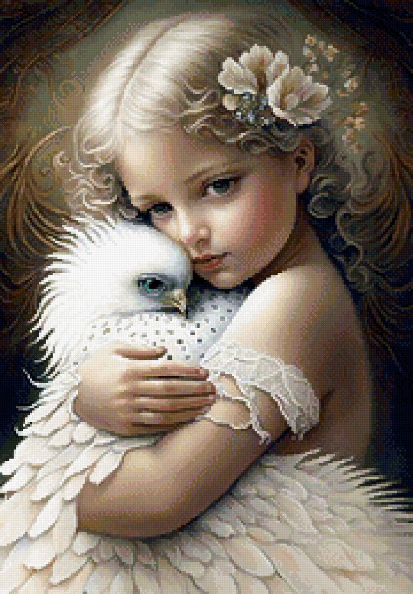 Девочка с голубем - дети - предпросмотр