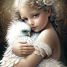 Схема вышивки «Девочка с голубем»